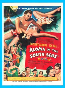 1941 ALOMA of the SEAS Dorothy Lamour movie PRINT AD Paramount Pictures tropical - Picture 1 of 3