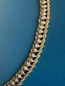 Brazalete de diamantes de 1 quilate de oro amarillo de 9 quilates cuerda torcida tenis pesado 7,5" 10 g - Imagen 1 de 8