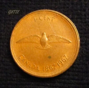 CANADA, 1 CENT 1967, ROCK DOVE, XF. - Picture 1 of 2