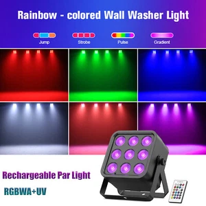 Luz Par Recargable 90W LED RGBWA+UV Alimentado por Batería DJ Iluminación de Escenario Control Remoto - Imagen 1 de 17