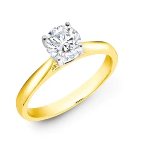 18ct Yellow Gold 0.50ctw Round Brilliant Cut Solitaire Wed Fit Lab Grown Diamond - Picture 1 of 7