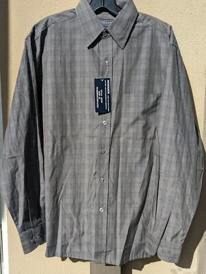 Renegade Sportswear L/S NWT Mens Plaid One Pocket M Medium Charcoal Red Stripe - Image 1 of 3
