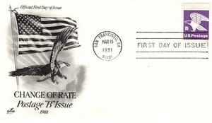 USPS FDC #1818 1981 18¢ Eagle B Rate Change Stamp ST1961 - Picture 1 of 1