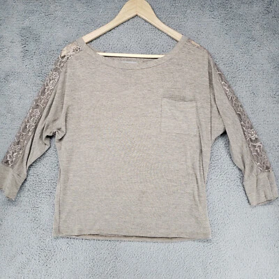 Delias Gray 3/4 Sleeve Women’s Blouse with Lace Sleeves XS Pocket - Image 1 of 4