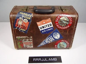 Vtg 50's Samsonite Shwayder Bros Luggage 15x10x7" Small Suitcase STICKER DECALS - Picture 1 of 10
