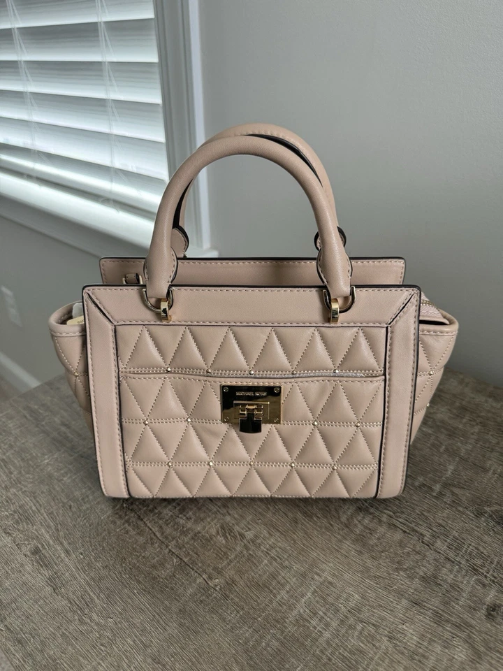 Authentic Michael Kors Leather Tina Black Small Satchel Crossbody