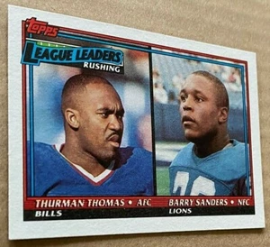 BARRY SANDERS 1991 TOPPS Rushing Leaders Card #9 NM-MT Condition - Picture 1 of 2