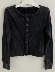 Art Class Black -Ribbed/Knit- Long Sleeve -Crop- Sweater Girl Sz S(6/7) New - Picture 1 of 4