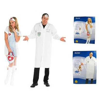 Doctor & Nurse Halloween Costume Fancy Dress Couples Scrubs Uniform Medium — 第 1/4 张图片