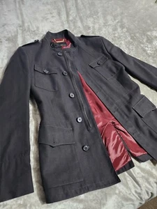 zara man designer black Grey Military Style Jacket fashion Size US 38 eu 48 - Picture 1 of 10
