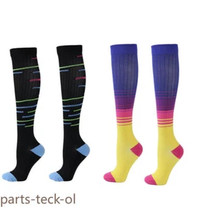 (2 Pairs) Copper Compression Socks 20-30mmHg Graduated Support Mens Womens S-XL - Picture 1 of 8