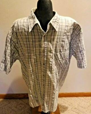 Cobra Creek Mens Short Sleeve Casual Button Front White Grey Plaid No size tag  - Image 1 of 4