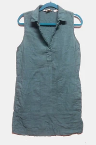 C&C California Dress Linen Collared sleeveless Sz 8 Aquamarine sheath w/Pockets - Picture 1 of 11
