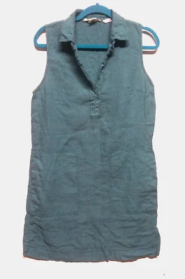 C&C California Dress Linen Collared sleeveless Sz 8 Aquamarine sheath w/Pockets - Image 1 of 4