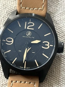 Brooklyn Watch Co. Men’s Watch – Swiss Quartz – Tan Leather Strap – Black Dial - Picture 1 of 5