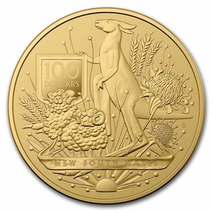 2022 Australia $100 1 oz Gold Coat of Arms - New South Wales BU - Picture 1 of 4