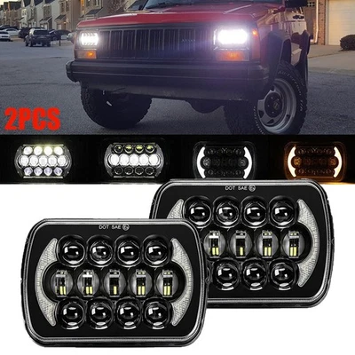 PAR de faros LED rectangulares más brillantes de 5X7" 7x6 pulgadas DRL para camioneta Toyota Foto 1 de 4