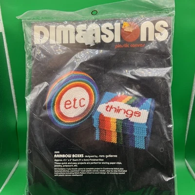 VTG 1982 Rainbow Boxes Dimensions Plastic Canvas Kit Designed by Sara Gutierrez - Image 1 of 4