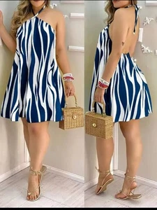 Womens Summer Dress Halter Wedding Guest Casual Beach Outfits Floral Sundresses - Picture 1 of 1