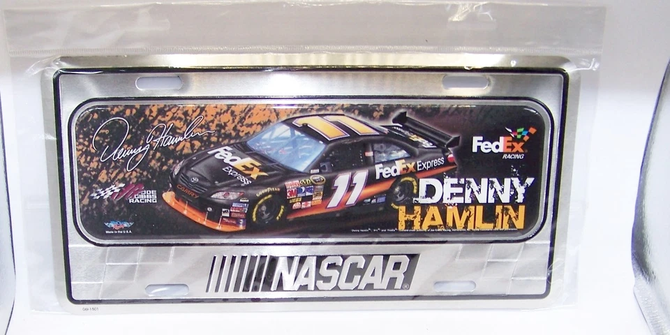 DE COLECCIÓN WINCRAFT NASCAR #11 FEDEX EXPRESS DENNY HAMLIN MATRÍCULA ETIQUETA METAL Foto 1 de 1