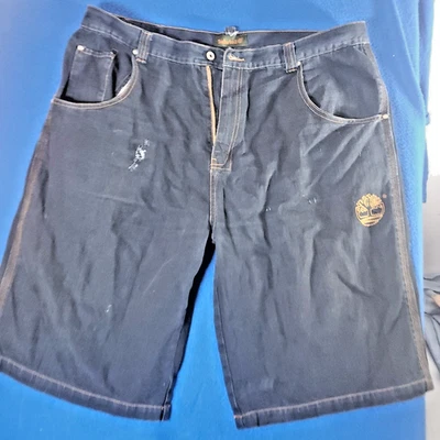 Timberland Baggy Black Denim Shorts Embroidered Jorts 90's Men's Size 44 - Image 1 of 4