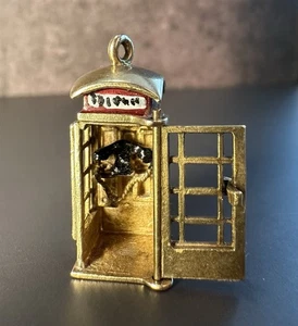 Vintage Georg Jensen 9k Gold Phone Booth Pendant Or Charm Door Opens - Picture 1 of 15
