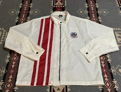 Lucky 13 Jacket Mens Size L Racing Striped White Full Zip Vintage Nylon T44 - Image 1 of 4