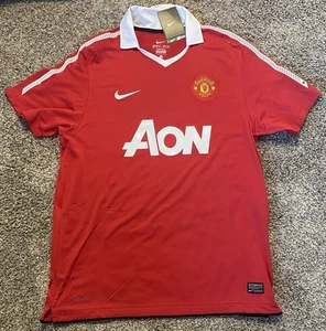 2010-2011 Nike Manchester United AON Jersey Home Shirt Red Devils Large MUFC New - Picture 1 of 4