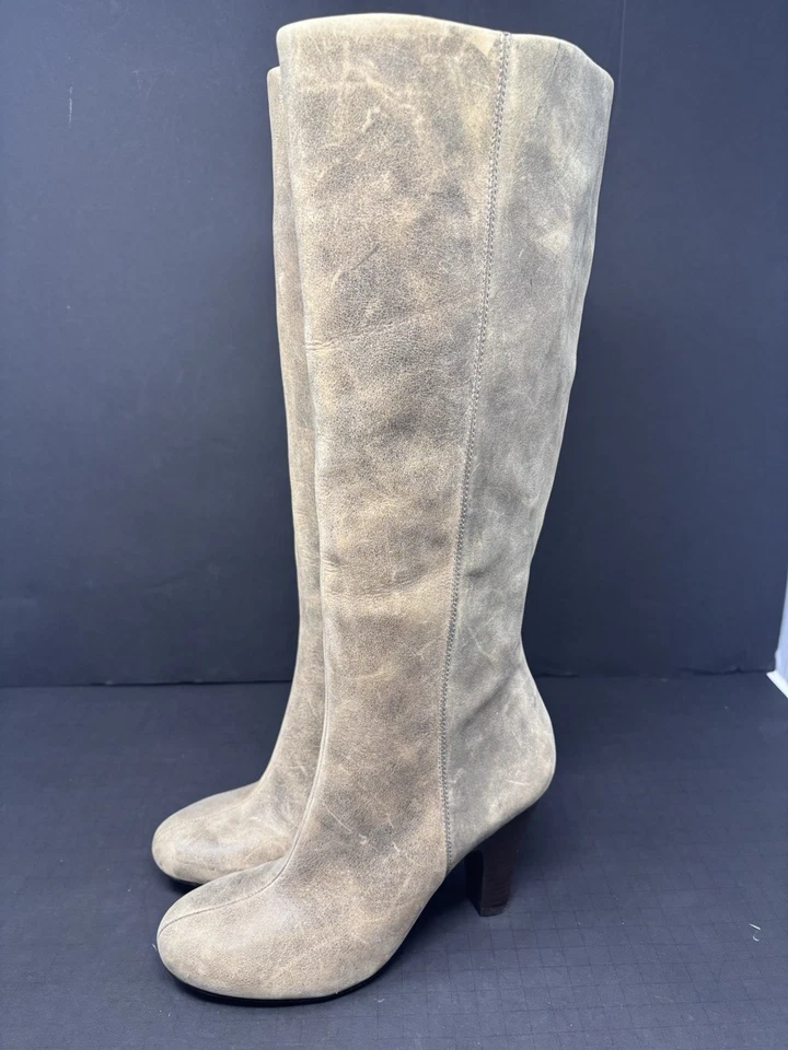 Fossil Womens US 6.5 EUR 36.5 Brown Leather Distressed Look Knee High Boots - Image 1 of 4
