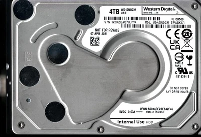 WD40NDZM-59A8KS1 S/N: WXP2E WESTERN DIGITAL 4TB THAILAND APR 2021 - Image 1 of 2