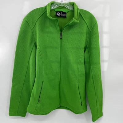 POLAR KING 夹克纹理羊毛全拉链 M 码常规亮绿色口袋 — 第 1/4 张图片