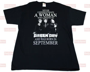 Vintage Green Day Shirt Mens L Never Underestimate a Women Black Rock Band Tee - Picture 1 of 4