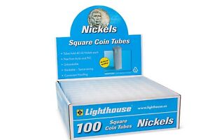 100 US Nickel Square Coin Tubes Archival Stackable Durable Lighthouse Numis Box