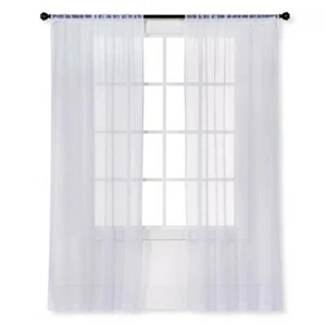 Crinkle Sheer Curtain Panel White - Room Essentials 63"x40" Set of 3 Panels - Picture 1 of 3