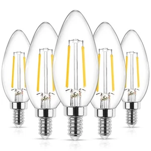 Ascher E12 LED Classic Candelabra Clear Light Bulb, 4W, Equivalent 40W, Warm ... - Picture 1 of 9