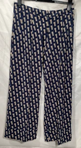 Pantalones de crepé recortados de polis con estampado azul Siyu para mujer talla UK 12 - Imagen 1 de 12