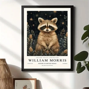 William Morris Racoon Canvas Art Print Large 60cm x 40cm E2 - Picture 1 of 9