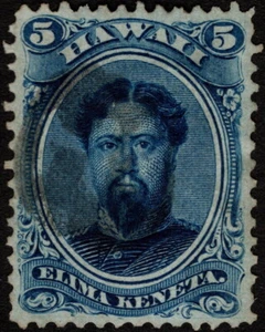 Hawaii Stamp Scott # 32 VF with Negative H Cancel - 1866 Blue King Kamehameha V - Picture 1 of 1