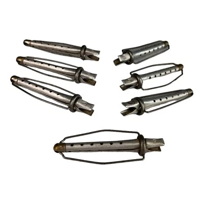 7 rolos de metal para modeladores de cabelo foguete varas permanentes clipe prata vintage era espacial - Imagem 1 de 4