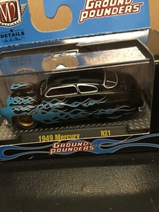 M2 1:64 1949 Mercury Custom / Black with Blue Flames / Ground Pounders - Picture 1 of 4