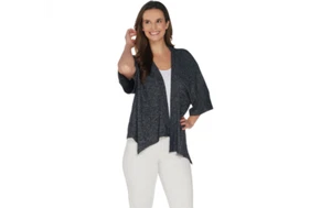 Cárdigan kimono súper suave frente abierto H by Halston gris 2X A305570 QVC J - Imagen 1 de 4
