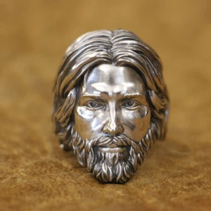 925 Sterling Silver Details Jesus Christ Punk Ring TA465B UK Size W½ - Picture 1 of 12