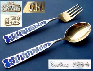 Annual Cutlery, A. Michelsen, 925 Silver, Enamel, Gilded, around 1944 D840 - Picture 1 of 6