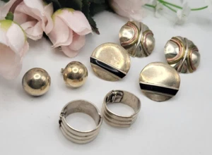 Vintage Sterling Silver Earrings 26 Grams 4 Pair Lot Studs Posts SCRAP or Wear - Picture 1 of 14