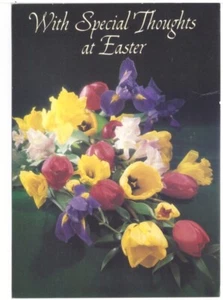 With Special Thoughts At Easter, Flower Arrangement, 1986 Chrome Postcard - Picture 1 of 2