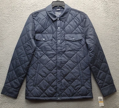 IZOD Puffer Jacket Mens Small Navy Quilted Luxury Classics Pearl Snap Button Up - Image 1 of 4