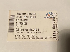 Aberdeen To Lerwick Ferry Ticket Northlink Ferries 2010 Transport Memorabilia - Picture 1 of 1