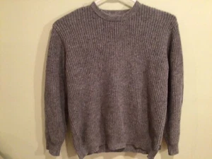 Men’s Orvis Cable Knitt Fisherman Sweater Large Grey Cotton Poly Wool - Picture 1 of 5