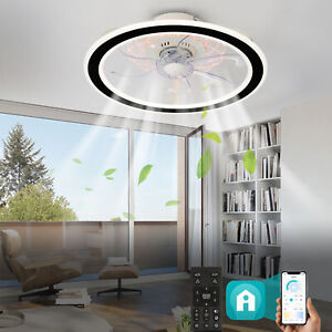 18" Led Ceiling Fan with Light Remote & App Control Bladeless Ceiling Fan Lamp