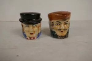 Vintage pair of Face Mug Style  Ceramic  Salt & Pepper Shakers - Picture 1 of 6